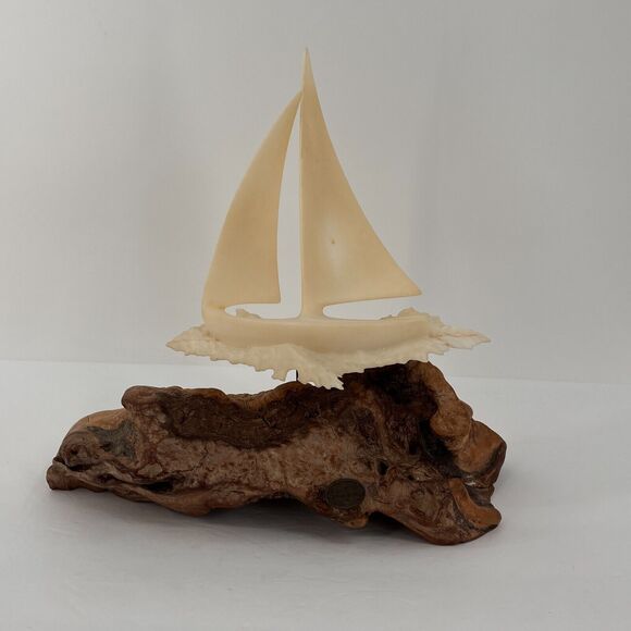 John Perry Sailboat Pullucida Burlwood Vintage MCM Signed - Picture 11 of 13